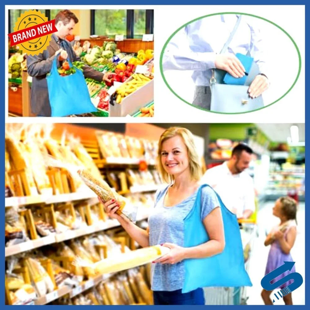 Reusable Grocery Bags Bulk Polyester Foldable Shopping Totes Washable Heavy Duty
